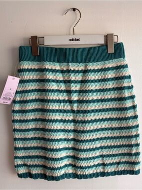 Blue and White Striped Mini Skirt